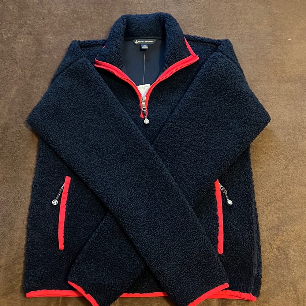 NWT Brooks Brothers Zip Up Navy Fleece